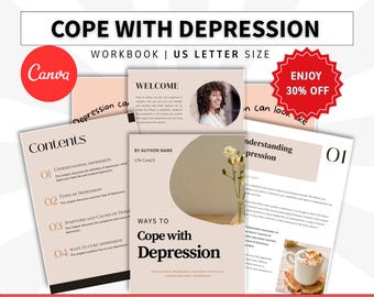 Depression Workbook canva, Done For ebook, Brandable Coaching Resources, Lead Magnet Ebook