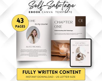 Self Sabotage Ebook Canva with PRR, Done For You MRR, Lead Magnet Ebook, Coaching