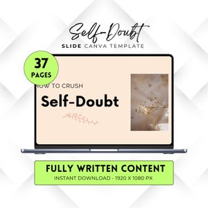 Crush Self-Doubt Slide Presentation, Webinar Deck Templates, Course Creator Canva Templates, Life Coaching Tool