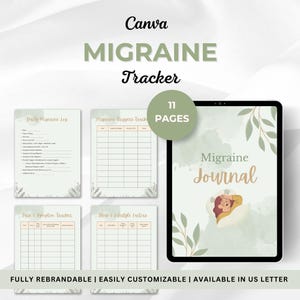 Migraine Journal Sheets, Printable Headache Journal, Migraine Symptom Tracker, Medical Planner, Headache Pain Tracker, Illness Journal Log