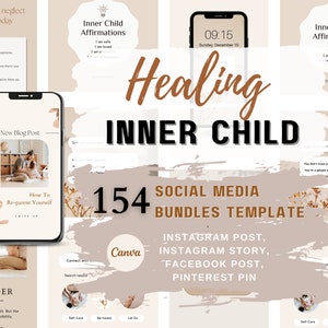 Entrenador de paquetes de redes sociales de Healing Inner Child / Publicación de Instagram / Historia de Instagram / Pin de Pinterest / Publicación de Facebook / Herramienta de coaching de vida