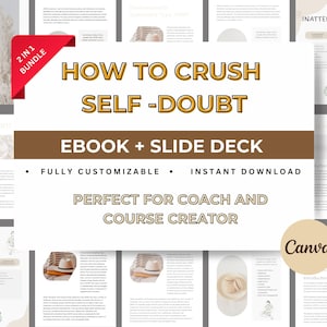 Self Doubt Workbook Coaching, Course Creator, Rebrandable Template, Slide Deck Presentation, Webinar Course, Canva ebook, Online Business