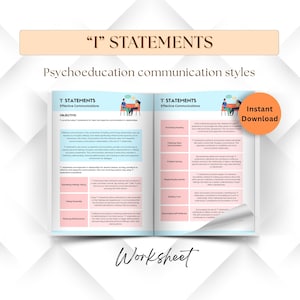 I Statements worksheets, psychoeducation communication styles, assertive communication, healthy relationships, couples counselling therapy