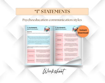 I Statements worksheets, psychoeducation communication styles, assertive communication, healthy relationships, couples counselling therapy
