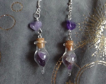 Amethyst Potion Bottle Earings