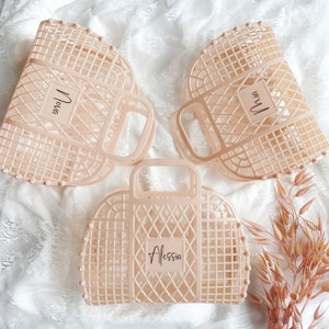 Personalisierte Jelly Bag, Strandtasche, Kunststoff-Stroh-Clutch, Kindergeburtstagsfeier, Blumenmädchen-Clutch, maßgeschneiderte Handclutch, Geschenkkorb