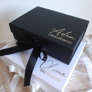 MAGNETIC Luxury Personalised Gift Box with Ribbon/ Groomsmen / Bridesmaid Box / Bridesmaid Proposal Box/ Maid of Honour box /Wedding