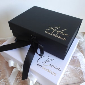 Coffret cadeau personnalisé de luxe MAGNETIQUE avec ruban / garçons d'honneur / boîte demoiselle d'honneur / boîte de proposition de demoiselle d'honneur / boîte demoiselle d'honneur / mariage