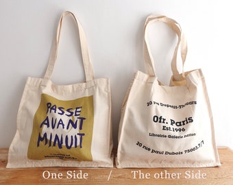 Double sided Cotton Tote Bag,Books Canvas Tote Bag , High Quality Thick Material with inner Pocket,Book lover gifts, Library Bag, women bag