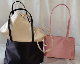 Sac fourre-tout personnalisé en satin de soie, cadeau de demoiselle d'honneur, sac à bandoulière avec nom personnalisé, fourre-tout pour fête de mariage, mini fourre-tout en soie, sac cadeau pour la douche nuptiale