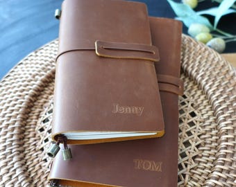 Personalized Leather Travel Journal Diary, Leather Notebook
