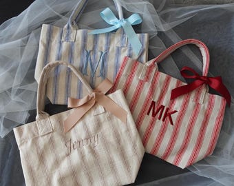 BeLettered. Personalised Striped Mini Tote, Country Vintage Style