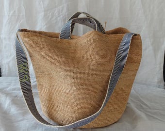 Large Raffia Tote Bag, Handwoven Straw Beach Bag, Oversized Summer Shoulder Bag, Custom Embroidered Strap, Vacation Travel, Gift for Her