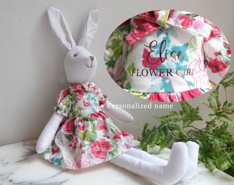 Personalized Bunny Rabbit, Flower Girl Proposal Doll, Personalised Gift, Baby Custom Gifts,Gift for girl, Birthday Present,Newborn Gift