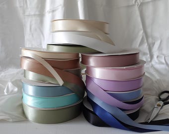 1 Roll ( 91 Meters) X 1.3/2.5/3.8cm Width, Multiple Colours, Double-Sided Silk Look Satin Luxury Ribbon wholesale, Gift wrapping, Wedding