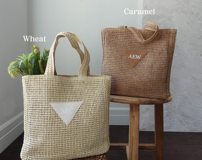 Personalized Woven Straw Tote Bag