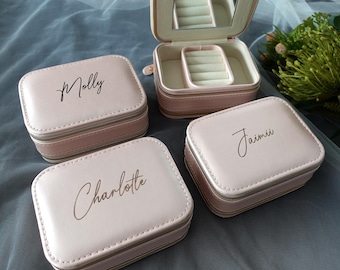 Brautjungfer Schmuckschatulle, Reißverschluss Schmuckschatulle, personalisierte Schmuck Aufbewahrung, Leder Schmuckschatulle, Reise Schmuckschatulle, Schmuckschatulle mit Spiegel