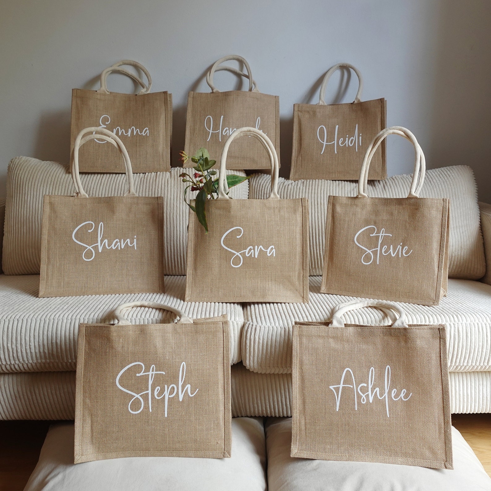 Personalized Burlap Bridesmaid Tote Bag, Jute Beach Bag - Etsy