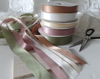 1M x  1.3/2.5/3.8cm Width, Double-Sided Satin Ribbon for Wedding Invitations, Multiple Colours, Silk Look Luxury Gift Flower Wrapping Ribbon