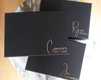 MAGNETIC BLACK Luxury Personalised gift box/Groomsmen Godparents/Bridesmaid / Bridesmaid Proposal /Maid of Honour box/Wedding Box/Groom box