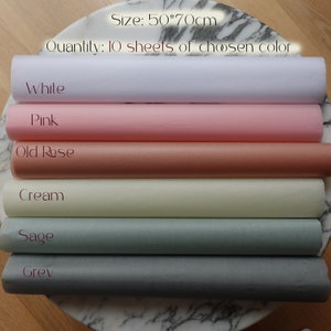 10 x Sheets NeutralTissue Paper / Sheets- Gift Wrapping Paper/Bulk Tissue Paper/Wrapping Paper/ White, Pink, Ceam, Sage, Grey, Rose colorful