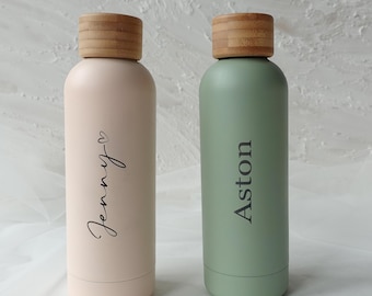 Engraved Tumbler, Personalized bottle, Wooden lid