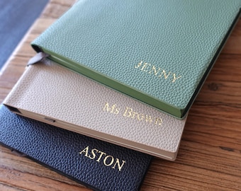 Personalized Notebook with Name, Minimalist, PU Leather Journal