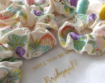 Embroidered Hair Scrunchie