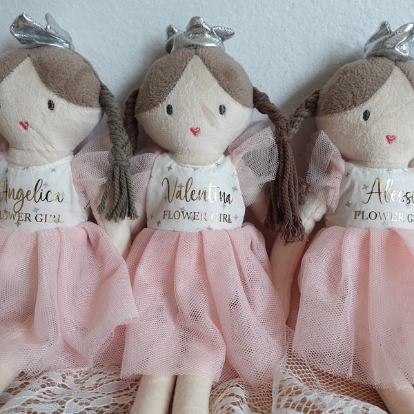 Flower Girl Proposal Doll, Gift for Her, Bridesmaid Proposal, Bridesmaid Gift, Personalised Gift,  Baby Custom Gifts, Wedding Keepsake