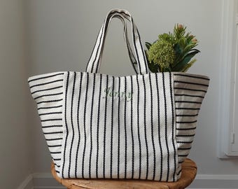 Bolsa de mano con inicial bordada, regalo personalizado, bolsa de mano extragrande, bolsa de playa grande, bolsa de compras grande, bolsa de supermercado, bolsa de gimnasio, bolsa personalizada