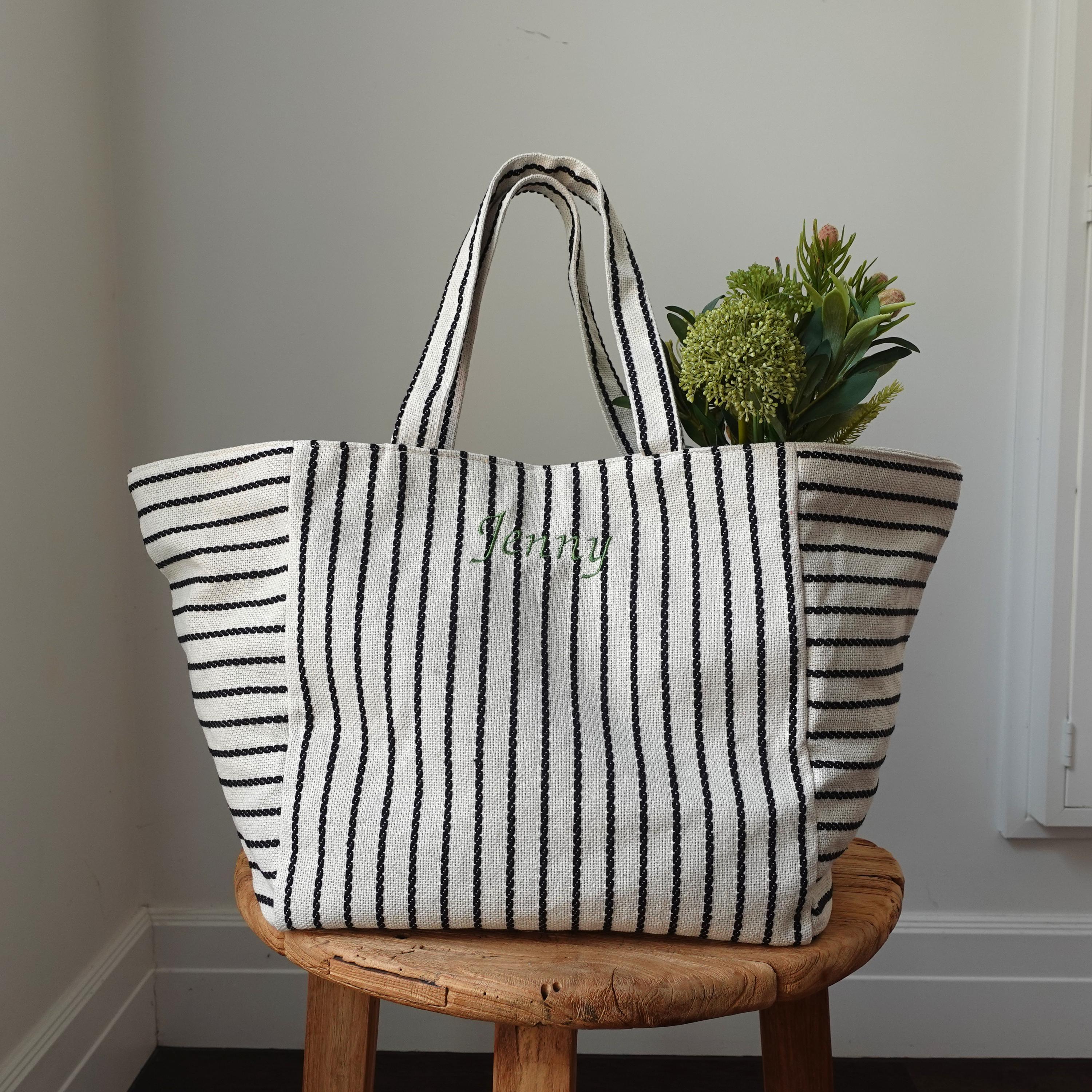 Embroidered initial tote bag, Custom Gift, Oversize Tote Bag, Large Beach Bag, Large Shopping Bag, Market bag, Gym Bag, Personalized Bag