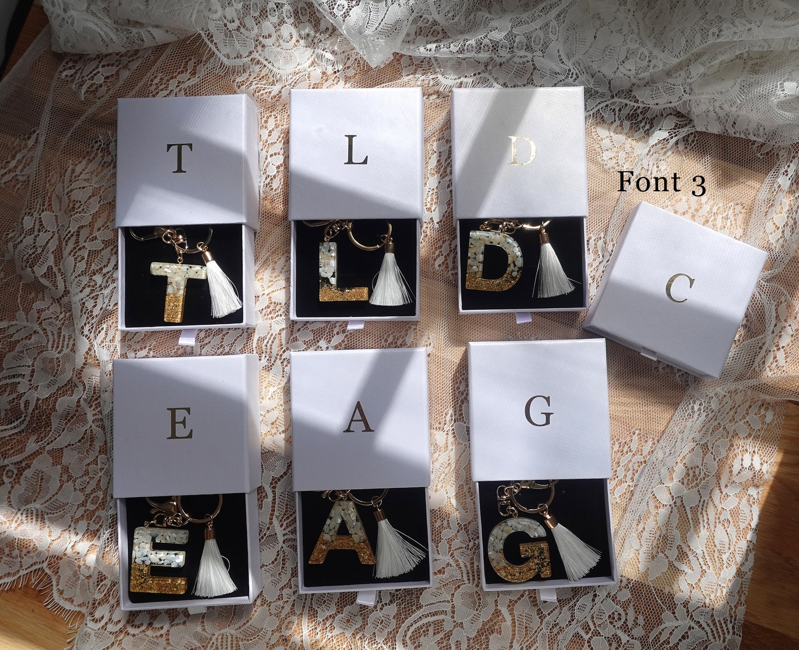 Custom Handmade Resin Letter Keychain, School Backpack Charm, Mother's ...