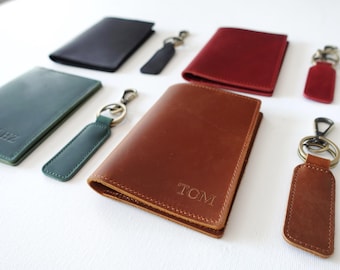 Personalised Leather Passport Holder & Keyring