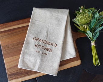 Personalized Embroidery Tea Towel, Kitchen Towel, Personalized Gift, Housewarming Gift, Wedding Favour, Grandma, Mum, Anniversary Present,