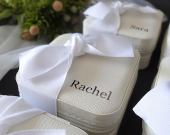 Personalized Leatherette Jewelry Box, Bridesmaid Gift, Custom Travel Case