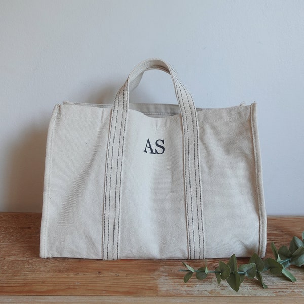 Sac de demoiselle d'honneur, sac de plage, sac monogramme, sac fourre-tout en toile, sac cadeau de demoiselle d'honneur, sac de mariage, sac fourre-tout personnalisé, sac de marché avec nom