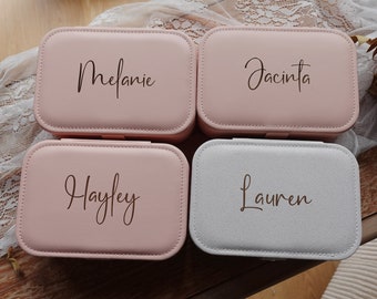 Personalisierte Schmuckschatullen, Zubehör Fall, Brautjungfer Geschenke, romantische Geschenke, kundenspezifischer Reise-Etui, Schmuckschatulle mit Namen, Danke Geschenk