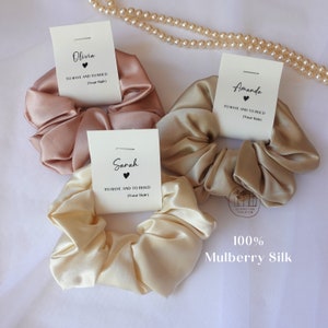 1x magere scrunchie van zijde haar, scrunchies van 100% moerbeizijde haar, cadeaus bruidsmeisje, cadeaus vrijgezellenfeest, voorstel bruidsmeisje, bruiloft