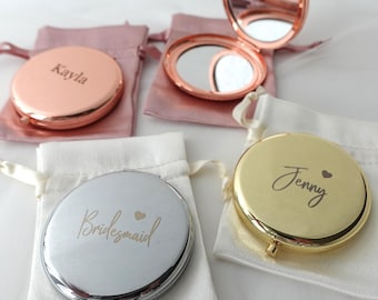 Personalised Compact Mirror, Custom Engraved Makeup Mirror