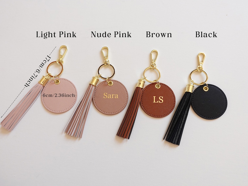 Personalised Keyring, Monogram Key Chain, Saffiano Leather, Wedding ...
