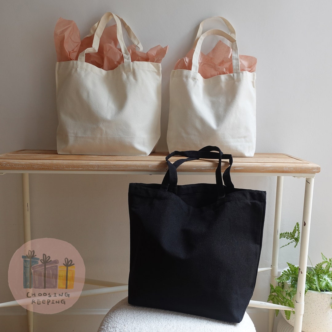 Plain Canvas Tote Bag With Base Black Bag Book Bags blank -  Canada