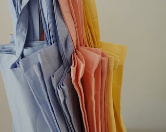 Pack of 1/3/5/10/25/50 Plain Natural cotton tote bag, super soft, blue/yellow/pink ,,Blank tote bags,Quality Tote Bags wholesale, bulk tote