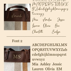Custom Striped Tote Bag, Thick, Bachelorette Gift bag, Personalised Bag, Monogram Bag, Bridesmaid Bag, Beach Bag, Market Bag with name image 2