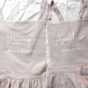 Personalized Apron, Apron Dress for Women, Natural Linen Cotton Apron, Gift for Her , Garden Aprons, Mom Gift, Cross Back, Mum Birthday Gift image 5