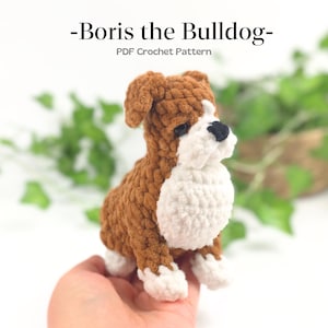 English bulldog pattern, Amigurumi dog, Small bulldog