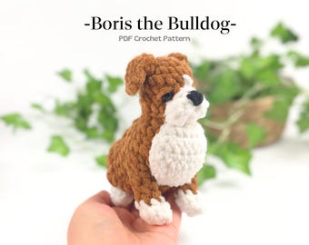 English bulldog pattern, Amigurumi dog, Small bulldog