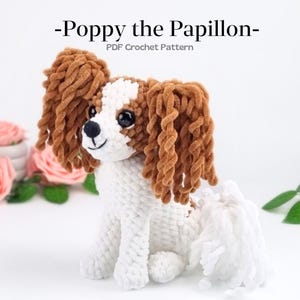 Schema uncinetto Papillon, Amigurumi cagnolino, Phalène cucciolo, schema PDF farfalla