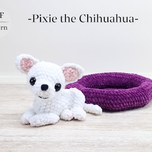 Crochet Chihuahua puppy, Amigurumi Teacup dog, Small dog in bed, Cute pint-sized dog