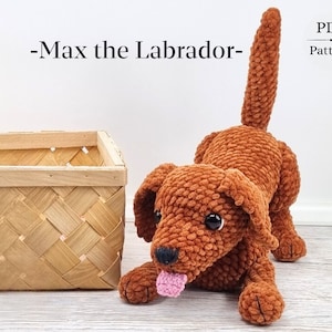 Amigurumi Labrador, Crochet playful dog, Brown dog crochet pattern, Cute puppy, Chenille dog