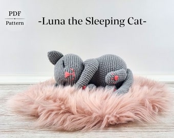 Cat crochet pattern, Amigurumi cat, Crochet sleeping cat, Amigurumi toy, Crochet cat, Crochet kitten